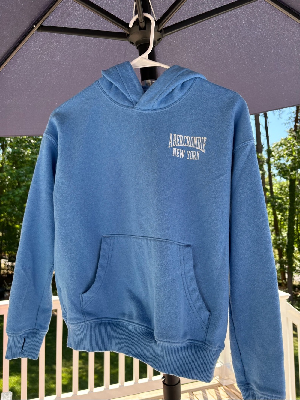 abercrombie kids light blue boxed-fit hoodie